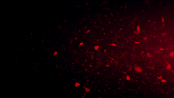 Red Color Heart Shape Delightful Soft Light Bokeh Particles Visuals — Vídeo de Stock