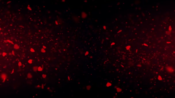 Red Color Heart Shape Delightful Soft Light Bokeh Particles Visuals — Vídeo de Stock