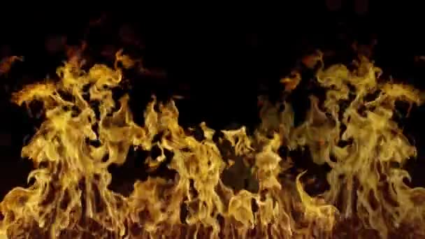 Bright Orange Fire Flames Isolated Black Background Abstract Background Theme — Wideo stockowe