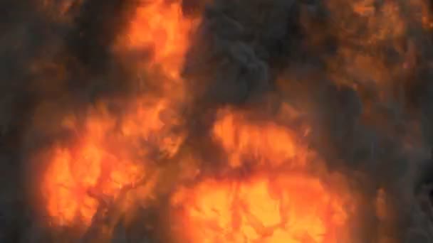 Slow Motion Hot Red Orange Fire Blast Rising Flames Dark — Stockvideo
