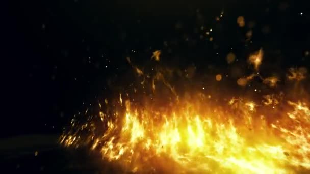 Koyu Bir Arkaplan Üzerinde Neon Sarısı Renkli Ateş Alevleri Ateş — Stok video