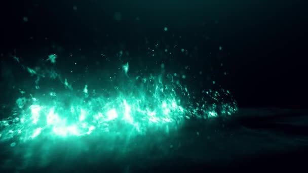 Fogo Chamas Céu Néon Azul Cor Vibrante Sobre Fundo Escuro — Vídeo de Stock