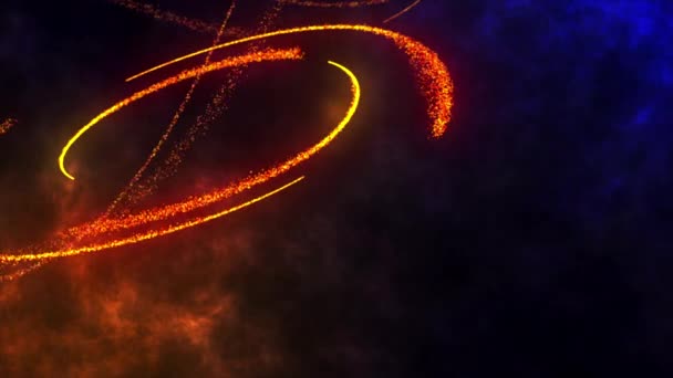 Абстрактна Хвиля Цифрових Зірочок Селективним Фокусом Спіральному Русі Гарячі Помаранчеві — стокове відео