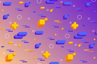 flat 2d geometrical shape motion graphics pattern background. illustration background. Bright colored retro style flat in-organic shape dynamic motion graphics background for videos, title and text animation.