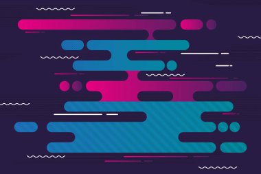 2d abstract mathematical geometrical shapes illustration background. Bright colored retro style flat in-organic shape dynamic motion graphics background for videos, title and text animation.