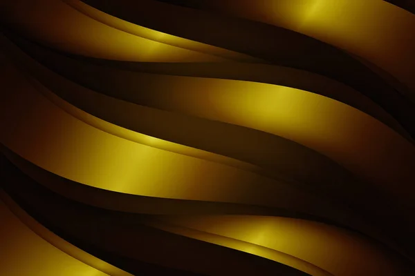 Twisted Wavy Gradient Strips Gold Color Gradient Wavy Illustrated Background — Stock fotografie