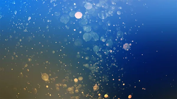 Defocused Soft Light Bokeh Glitter Lights Background Golden Shimmering Particles — Foto de Stock