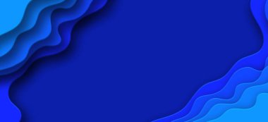 Blue Paper cut background. Abstract colorful wavy background papercut style.