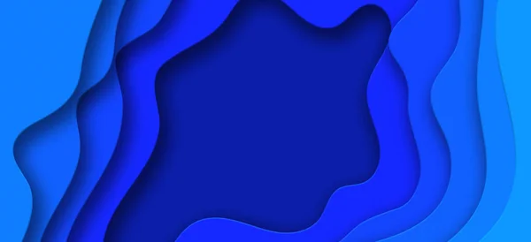 Blue Paper Cut Background Abstract Colorful Wavy Background Papercut Style — Zdjęcie stockowe