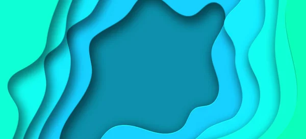 Blue Paper Cut Background Abstract Colorful Wavy Background Papercut Style — 图库照片