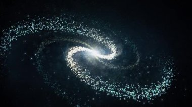 Evrendeki sarmal galaksi. Dönen parlak galaksi animasyon videosu. Yıldızlararası uzay yolculuğu evreni. Sanatçı render galaksi videosu.