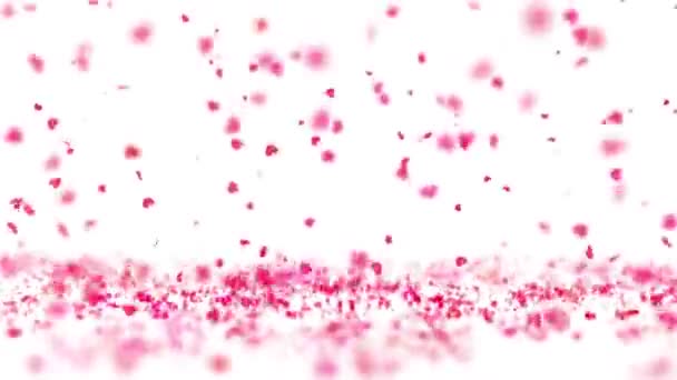上昇と浮遊ハート粒子アニメーションの背景ビデオ 赤愛心ボケキラキラ光る粒子の動きループの背景 ボケの祭り バレンタインデーのための心 誕生日 — ストック動画