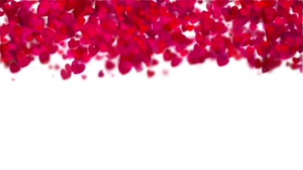 Восходящие Плавающие Частицы Сердца Анимированное Фоновое Видео Красные Сердца Любви — стоковое видео