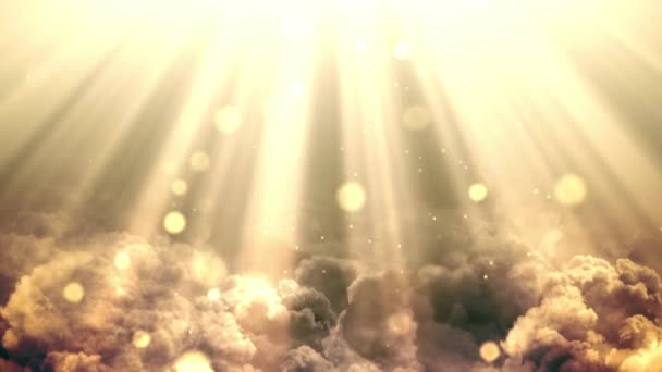 Cielo Dios Rayos Luz Partículas Con Luz Suave Partícula Bokeh — Vídeos de Stock