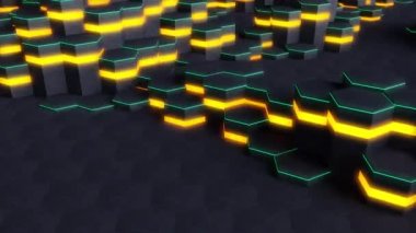 parlayan altıgenli soyut arkaplan, canlandırma