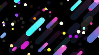 Flat concept multi colored geometrical shape motion graphics background for title, text and video animation. Blue, yellow, Pink, Red 2d animated capsule shape background.