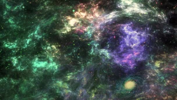 Space Nebula Science Astronomy Background Fly Large Clusters Stars Galaxies — Stock Video