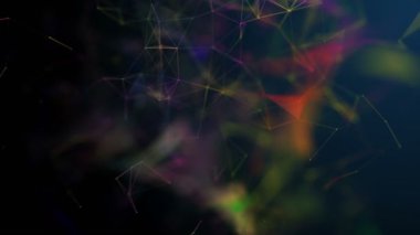 Digital 3d lowpoly plexus animation background. Abstract Plexus background animation. 3d rendered abstract plexus shapes. Connection and web concept. Digital, communication and technology background with lines and dots.