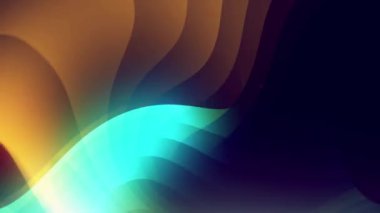 Wavy and twisted gradient bright neon  blueand golden colored stream of light motion background.