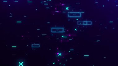 Parlak neon parlayan renk çemberi kare üçgen dikdörtgen geometrik şekil arkaplanı. Başlık, metin, açılış ve hareket grafikleri için dijital fütüristik ve teknoloji Motion Grafik Arkaplanı. 3d geometrik şekiller hareket animasyonu.