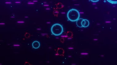 Parlak neon parlayan renk çemberi kare üçgen dikdörtgen geometrik şekil arkaplanı. Başlık, metin, açılış ve hareket grafikleri için dijital fütüristik ve teknoloji Motion Grafik Arkaplanı. 3d geometrik şekiller hareket animasyonu.