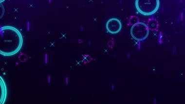 Parlak neon parlayan renk çemberi kare üçgen dikdörtgen geometrik şekil arkaplanı. Başlık, metin, açılış ve hareket grafikleri için dijital fütüristik ve teknoloji Motion Grafik Arkaplanı. 3d geometrik şekiller hareket animasyonu.