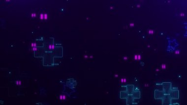 Parlak neon parlayan renk çemberi kare üçgen dikdörtgen geometrik şekil arkaplanı. Başlık, metin, açılış ve hareket grafikleri için dijital fütüristik ve teknoloji Motion Grafik Arkaplanı. 3d geometrik şekiller hareket animasyonu.