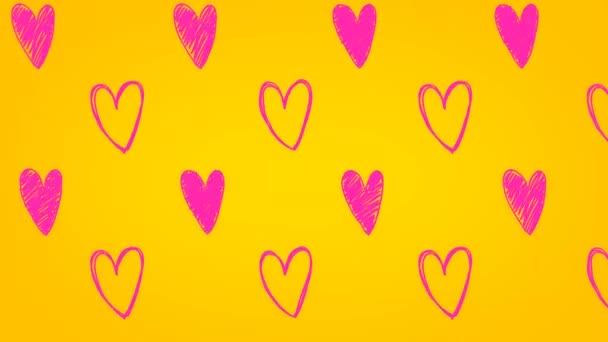 Κινούμενα Σχέδια Επίπεδη Φόντο Μοτίβο Κινούμενα Καρδιά Απρόσκοπτη Animation Μοτίβο — Αρχείο Βίντεο