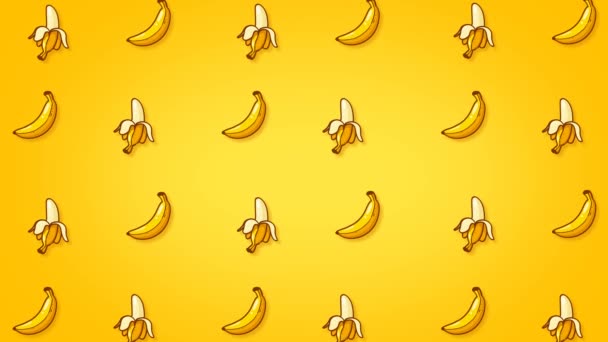 Animerad Platt Tecknad Mönster Bakgrund Animerad Banan Sömlös Mönster Animation — Stockvideo