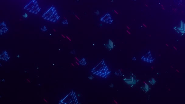 Luminoso Neon Incandescente Cerchio Colore Quadrato Triangolo Rettangolo Geometrico Sfondo — Video Stock