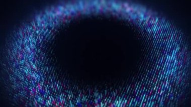 Abstract long tail light lines geometric background. Blue futuristic stream. Digital data flow. Creative abstract background. Dynamic pattern with power rays and light. Transfer texture concept. 