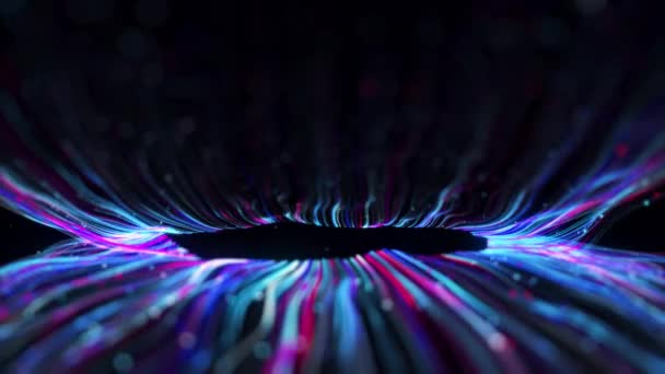 Abstract Long Tail Light Lines Geometric Background Blue Futuristic Stream — стоковое видео