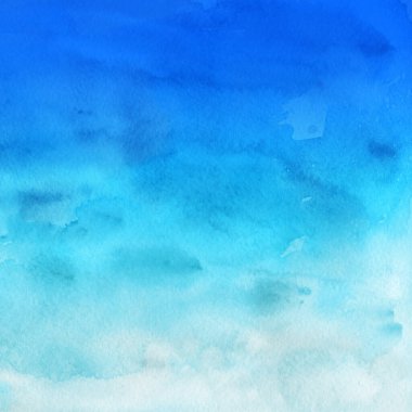 Mavi Grunge Suluboya desenli arka plan. Beyaz bir tuval ya da desenli kağıt arkaplan üzerinde pis ve gürültülü pastel suluboya dokusu. Pastel rengi Grunge gökkuşağı desenli arka plan.