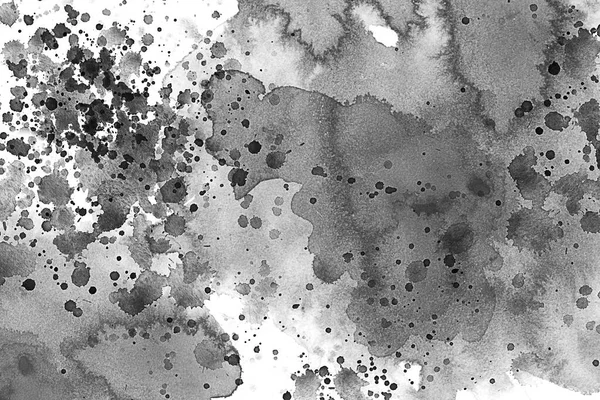 Zwarte Witte Aquarel Spatten Een Wit Doek Getextureerd Papier Inktdruppels — Stockfoto