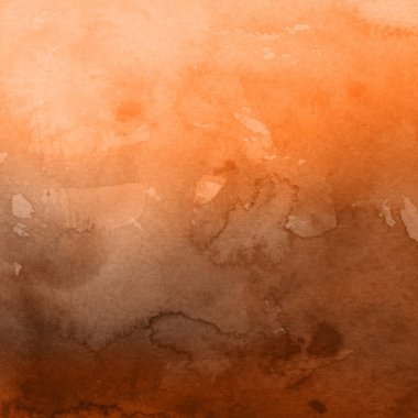 Pis ve gürültülü kırmızı turuncu bulutlu sulu boya beyaz bir tuval ya da desenli kağıt zemin üzerinde. Pastel rengi Grunge gökkuşağı desenli arka plan. Turuncu Grunge Suluboya Arkaplanı.