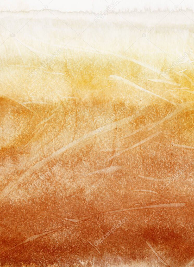 Grungy and noisy red orange cloudy watercolor texture over a white canvas or textured paper background. Pastel color Colorful Grunge rainbow textured background. Orange Grunge Watercolor texture Background.