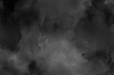 Kağıt arkaplan üzerinde siyah suluboya dokusu. Grunge Black soyut boya ve bir fırça ve sulu renk dokuları. Koyu renk soyut akrilik boya fırçası darbeleri arka plan.