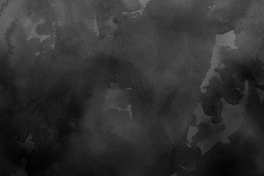 Kağıt arkaplan üzerinde siyah suluboya dokusu. Grunge Black soyut boya ve bir fırça ve sulu renk dokuları. Koyu renk soyut akrilik boya fırçası darbeleri arka plan.