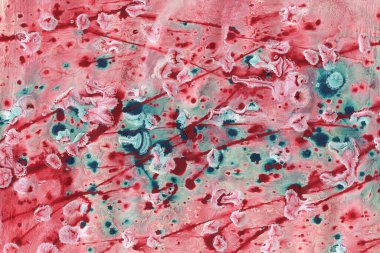 Islak boya türlerinin sanatsal duvar tasarımı. Mermer desenli akrilik doku. Mermer taklit, akrilik boya, el yapımı. Çadır bezi dokusunda soyut renkli yağlı boya resim. Manzara resimlerinin arka planının yarı soyut görüntüsü.