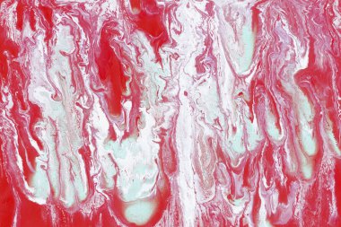 Modern duvar boyası tasarımı. Soyut çok renkli ıslak beton arka plan. Serbest stil ve el yapımı model arkaplanı. Boya istasyonunun duvar boyası. Resim yaptıktan sonra arta kalan boyalar. Sıvı mermer resim