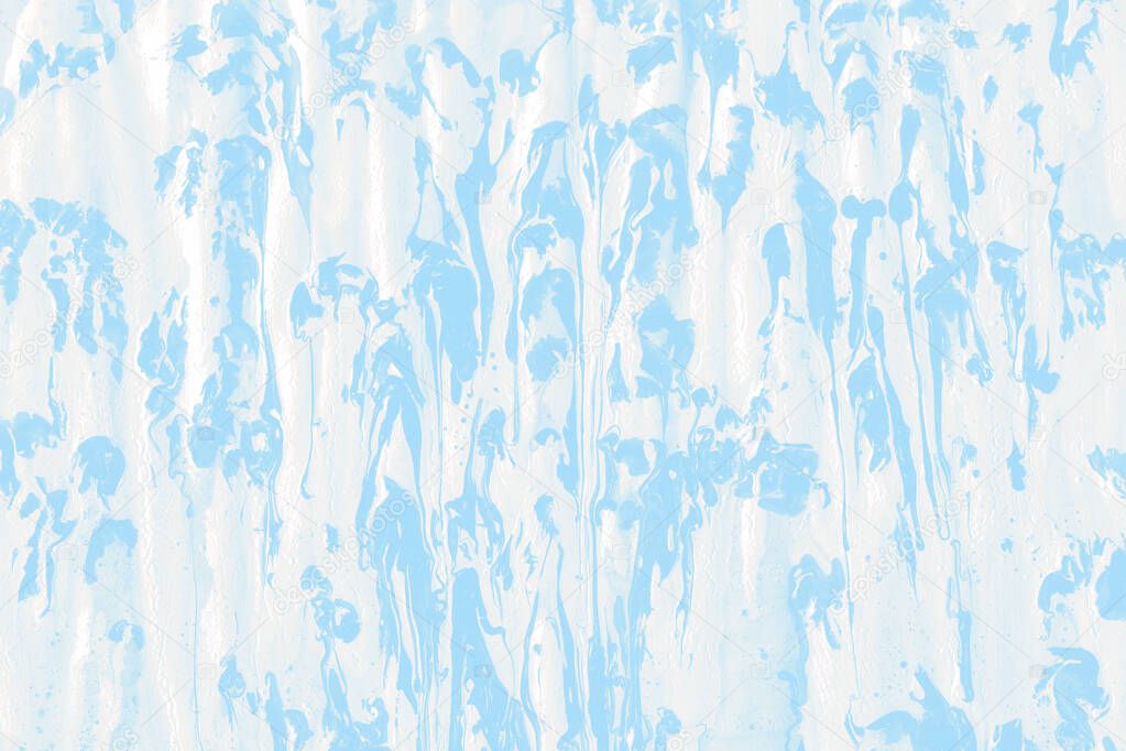 Modern wall painting design. Abstract multi color wet paint concrete background. Free style and handmade pattern background. Wall paint from a paint station. Residual paint strains after painting. Liquid marble painting