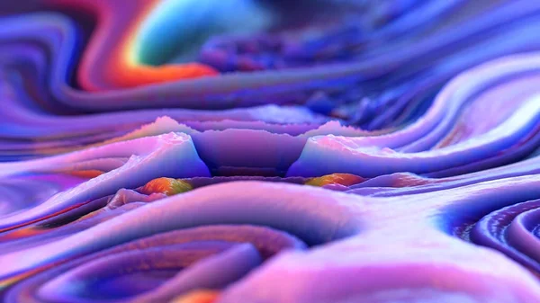Surface Liquide Rendue Forme Liquide Étrange Déformée Abstraite Effet Plastique — Photo