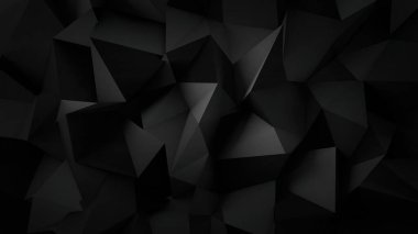 Siyah renk düşük poligonal şekiller üç boyutlu geometrik arkaplan oluşturdu. Gri ve siyah soyut düşük poligonal arka plan. üçgen çokgen soyut arkaplan.
