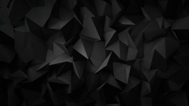 Siyah renk düşük poligonal şekiller üç boyutlu geometrik arkaplan oluşturdu. Gri ve siyah soyut düşük poligonal arka plan. üçgen çokgen soyut arkaplan.