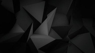 Siyah renk düşük poligonal şekiller üç boyutlu geometrik arkaplan oluşturdu. Gri ve siyah soyut düşük poligonal arka plan. üçgen çokgen soyut arkaplan.