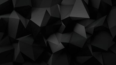 Siyah renk düşük poligonal şekiller üç boyutlu geometrik arkaplan oluşturdu. Gri ve siyah soyut düşük poligonal arka plan. üçgen çokgen soyut arkaplan.