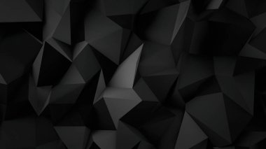 Siyah renk düşük poligonal şekiller üç boyutlu geometrik arkaplan oluşturdu. Gri ve siyah soyut düşük poligonal arka plan. üçgen çokgen soyut arkaplan.