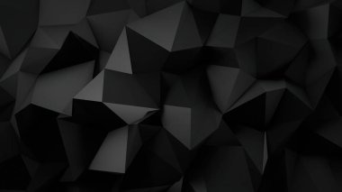 Siyah renk düşük poligonal şekiller üç boyutlu geometrik arkaplan oluşturdu. Gri ve siyah soyut düşük poligonal arka plan. üçgen çokgen soyut arkaplan.