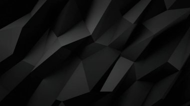 Siyah renk düşük poligonal şekiller üç boyutlu geometrik arkaplan oluşturdu. Gri ve siyah soyut düşük poligonal arka plan. üçgen çokgen soyut arkaplan.