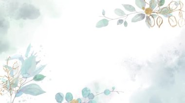 suluboya çiçekli ve yapraklı güzel çiçek deseni, animasyon